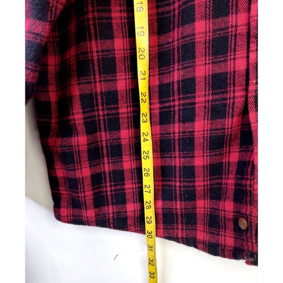 Mens Heavyweight Red Black Plaid Flannel Shirt Sz L Pocket Button St. John's Bay - Picture 7 of 8